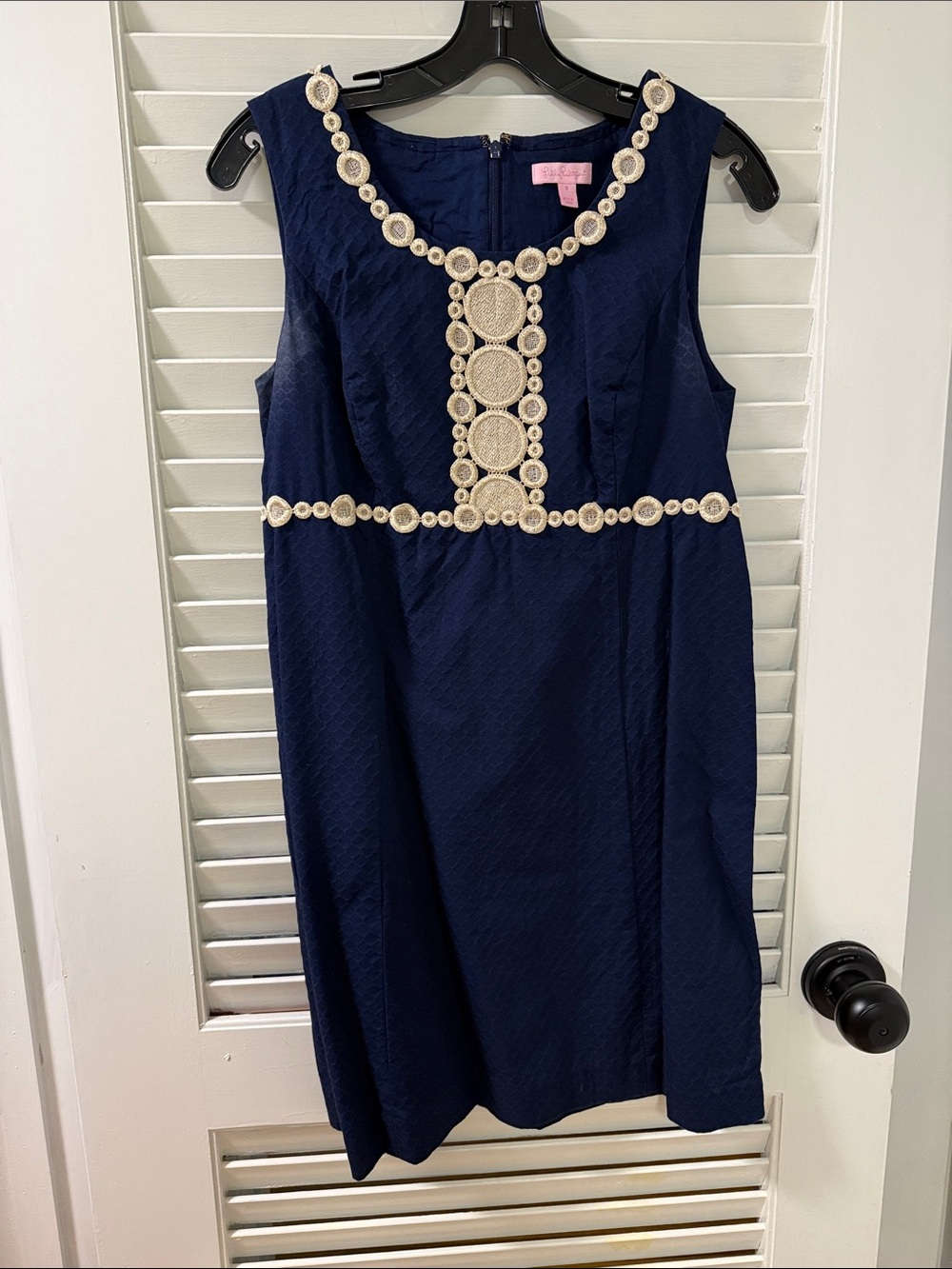 Lilly Pulitzer Navy Sleeveless Dress with Ivory Trim